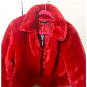 Boohoo curve faux fur crop jacket